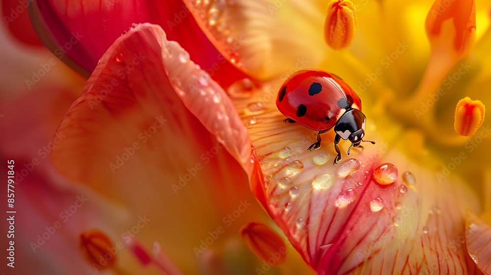 Obraz premium Ladybug on freesia flower
