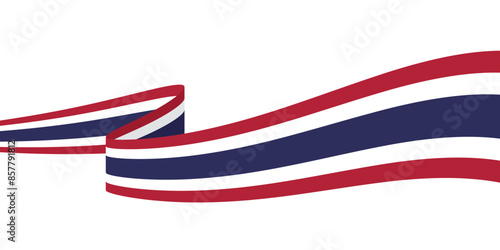 Red, white and blue colored background, as the colors of Thailand flag. Flat vector illustration.	