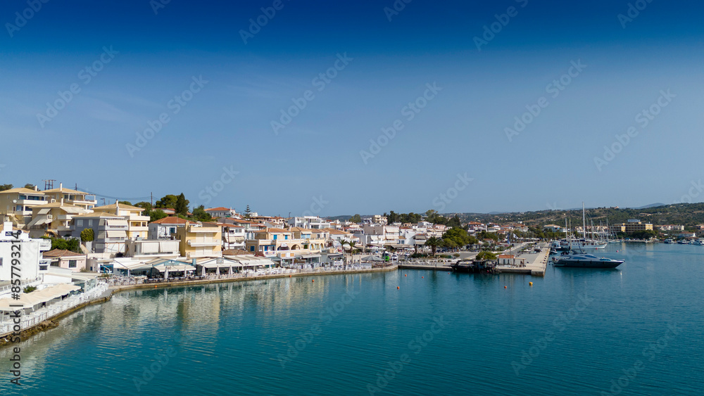 Aerial view of Porto Cheli, a luxury seaside retreat at the east edge of the Peloponnese peninsula, Greece Aerial view of Porto Cheli, a luxury seaside retreat at the east edge of the Peloponnese peninsula, Greece