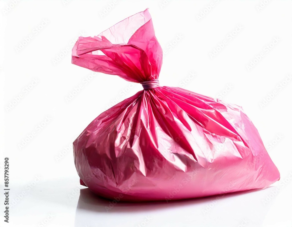 One pink plastic bag isolated on white One pink plastic bag isolated on white