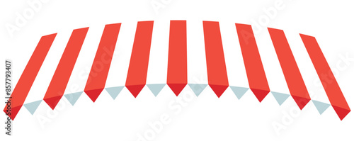 striped canopies for stores, restaurants and cafes, market tents. Roof of window marketplace. Parasol on white background. Vector illustration. EPS 10 