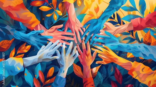 Create an inspiring background for teamwork, showcasing collaboration, synergy, and the collective effort of diverse team members working together