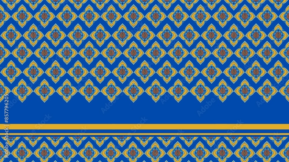 Thai pattern, blue, yellow, gold border, Thai pattern, Thai fabric, blue and gold Thai pattern, blue, yellow, gold border, Thai pattern, Thai fabric, blue and gold