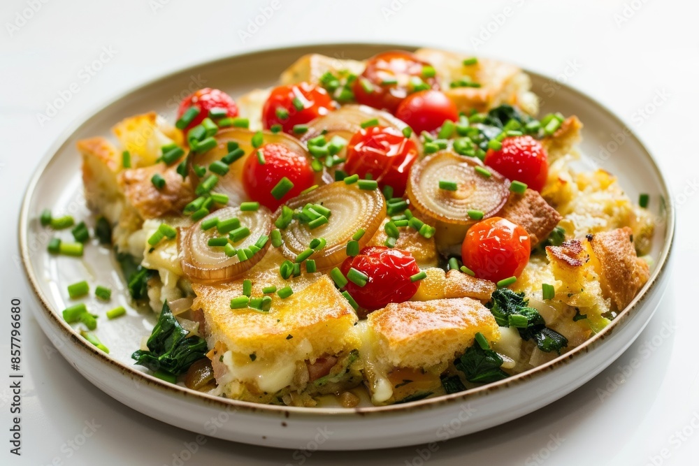 Caramelized Onion, Spinach and Gruyere Cheese Strata with Tomatoes Caramelized Onion, Spinach and Gruyere Cheese Strata with Tomatoes