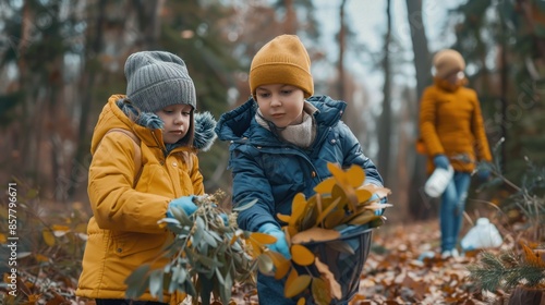 Children Helping Clean Up the Forest