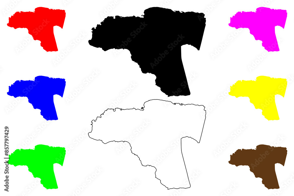 Naklejka premium Cornwall County (Counties of Jamaica) map vector illustration, scribble sketch Cornwall map