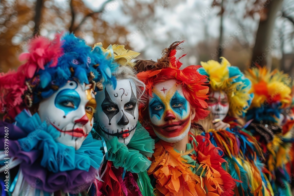 Obraz premium Halloween Celebration with Colorful Costumes