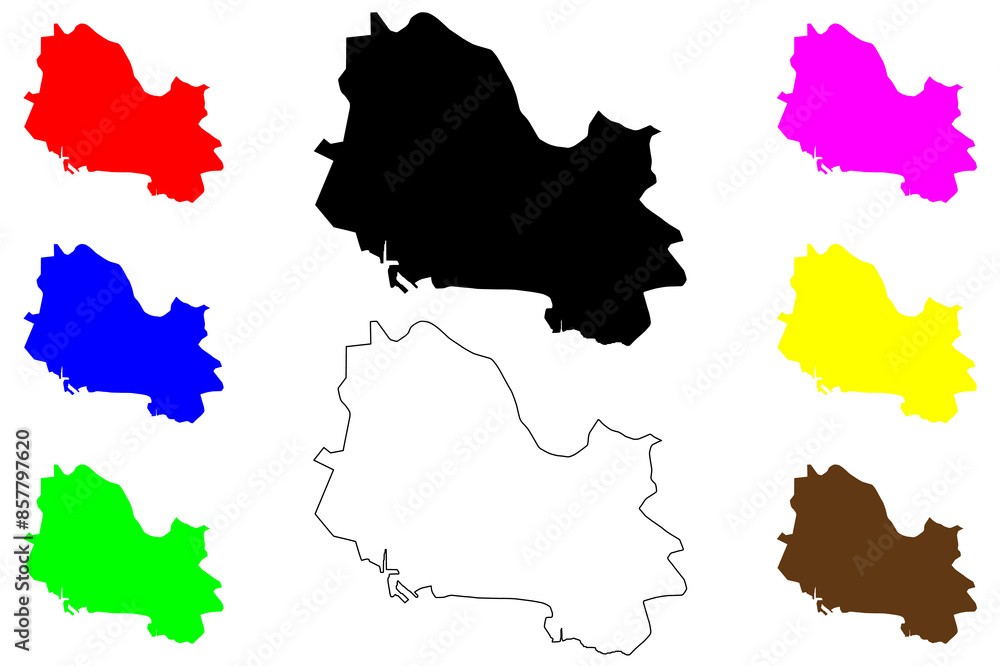 Fototapeta premium Saint Andrew Parish (Parishes of Jamaica, Surrey County) map vector illustration, scribble sketch St Andrew map