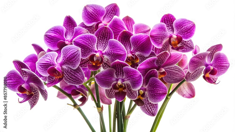 A Beautiful Bouquet Of Purple Orchids Isolated On A White Background. A Beautiful Bouquet Of Purple Orchids Isolated On A White Background.