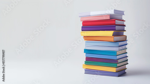 Stack of colorful books on a white background, representing education, learning, and knowledge. Perfect for educational themes.