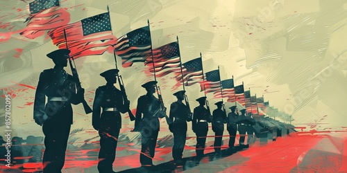 Memorial Day honor guard presenting the colors.