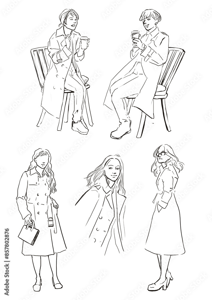 トレンチコートを着た女性 woman wearing trench coat トレンチコートを着た女性 woman wearing trench coat