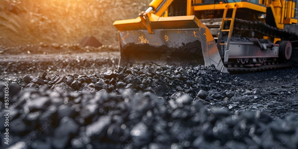 Coal mining in high demand for industrial production of electricity gas and fuel. Concept Coal Mining, Energy Production, Industrial Demand, Fuel Supply, Environmental Impact Coal mining in high demand for industrial production of electricity gas and fuel. Concept Coal Mining, Energy Production, Industrial Demand, Fuel Supply, Environmental Impact