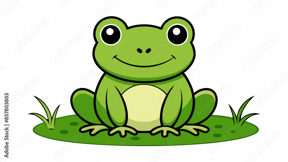 cartoon cute frog on the grass vector illustration cartoon cute frog on the grass vector illustration