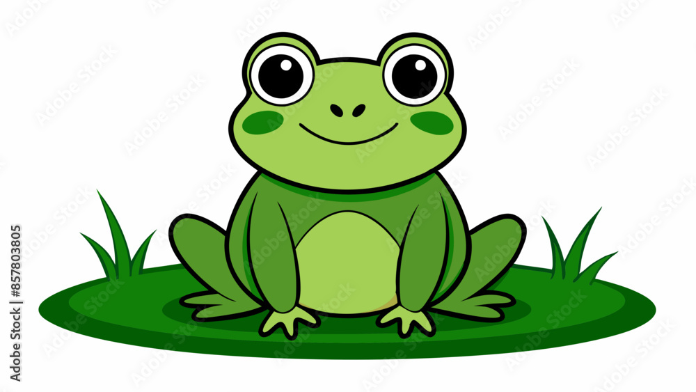 cartoon cute frog on the grass vector illustration cartoon cute frog on the grass vector illustration
