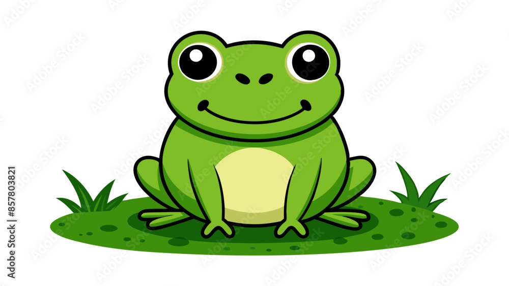 cartoon cute frog on the grass vector illustration cartoon cute frog on the grass vector illustration