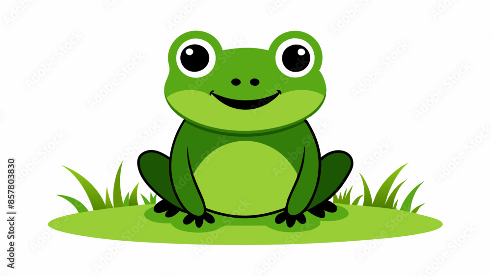 cartoon cute frog on the grass vector illustration cartoon cute frog on the grass vector illustration