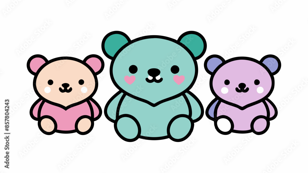 sticker pack of five teddy bears holding hearts vector sticker pack of five teddy bears holding hearts vector