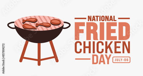 National Fried Chicken Day background template. Holiday concept. Use a background, banner, placard, card, and poster design template with text inscription and standard color. vector illustration.
