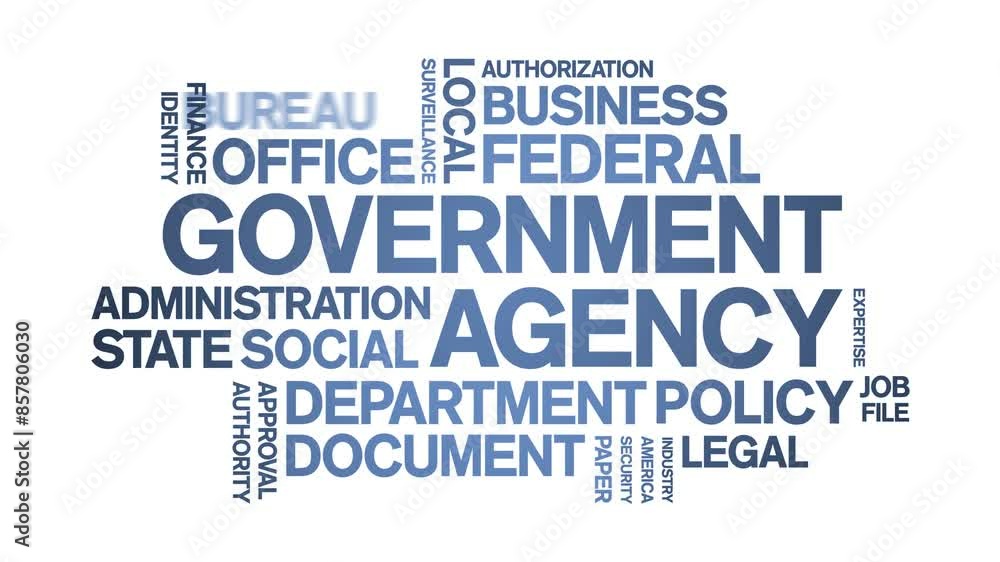 Government Agency animated word cloud;text design animation tag kinetic typography seamless loop. Government Agency animated word cloud;text design animation tag kinetic typography seamless loop.