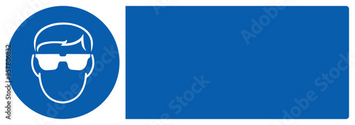 ISO mandatory safety signs eye protection required your custom message here landscape size 1/2 a4,a3,a2,a1