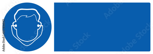 ISO mandatory safety signs ear plug must be worn your custom message here landscape size 1/2 a4,a3,a2,a1