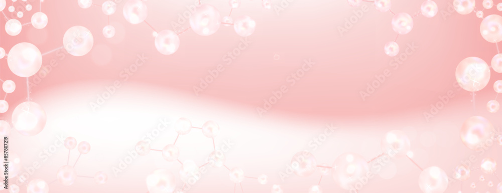 Hyaluronic acid and Niacinamide hair and skin solutions ad, pink collagen serum drop with cosmetic advertising background ready to use, illustration vector. Hyaluronic acid and Niacinamide hair and skin solutions ad, pink collagen serum drop with cosmetic advertising background ready to use, illustration vector.