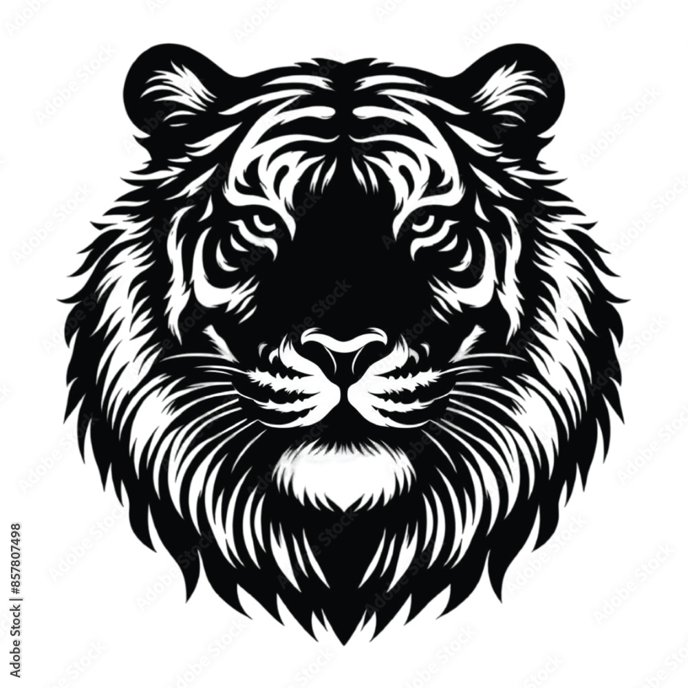 Fototapeta premium Silhouette tiger face vector