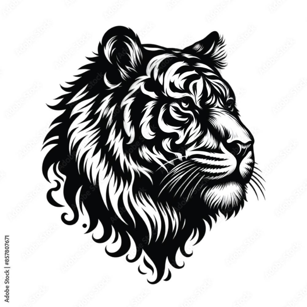 Silhouette tiger face vector Silhouette tiger face vector