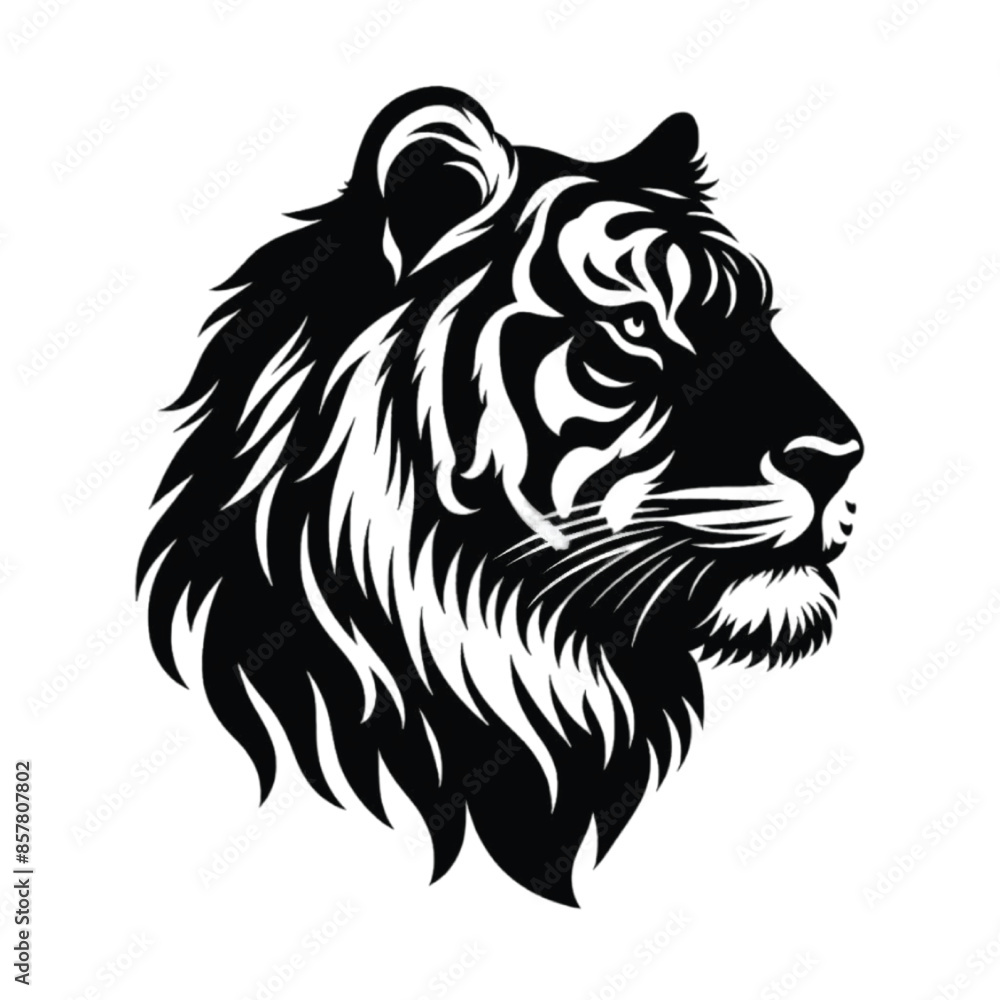 Silhouette tiger face vector Silhouette tiger face vector