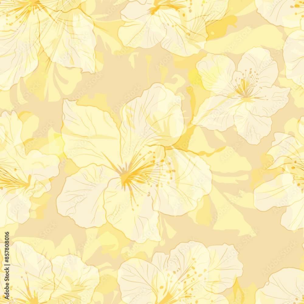 custom made wallpaper toronto digitalTransparent yellow azalea flower Minimal seamless pattern