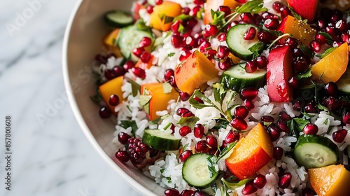 Fresh Fruit and Rice Salad with Pomegranate photo