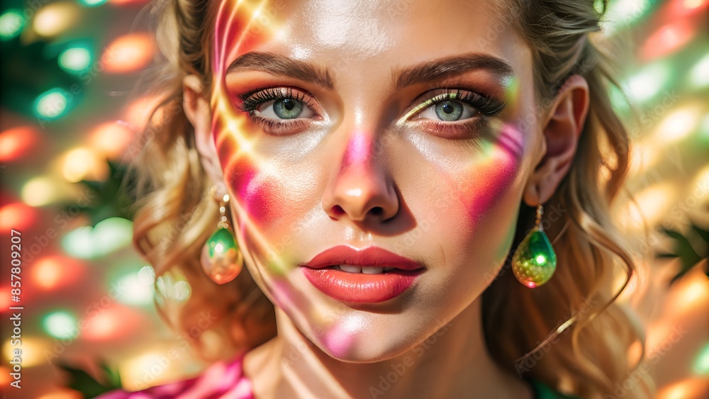 Obraz premium Artistic portrait of a woman with colorful lighting