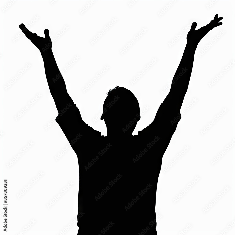 Simple silhouette of a person raising their hands in supplication. Simple silhouette of a person raising their hands in supplication.