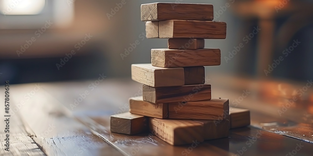 Businessman playing wooden block Strategy Planning and Risk concept Businessman playing wooden block Strategy Planning and Risk concept