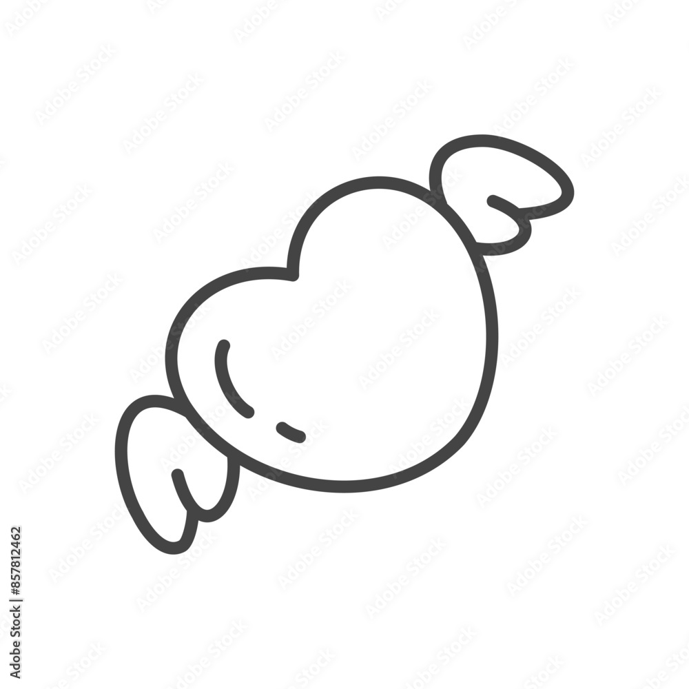 Cute flying heart icon. Hand drawn monochrome illustration of a heart with wings isolated on a white background. Kawaii sticker. Vector 10 EPS. Cute flying heart icon. Hand drawn monochrome illustration of a heart with wings isolated on a white background. Kawaii sticker. Vector 10 EPS.