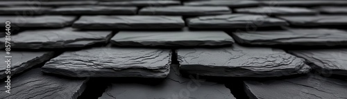 Closeup of a black slate roof texture