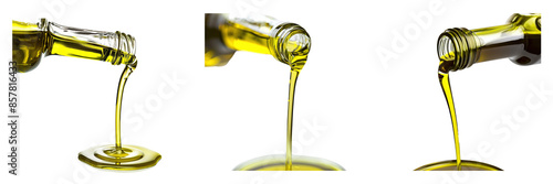 Set of Olive oil is poured isolated on a transparent background