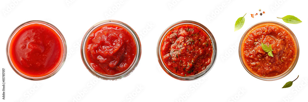 Set of Tomato sauce on a glass bowl top view isolated on a transparent background Set of Tomato sauce on a glass bowl top view isolated on a transparent background