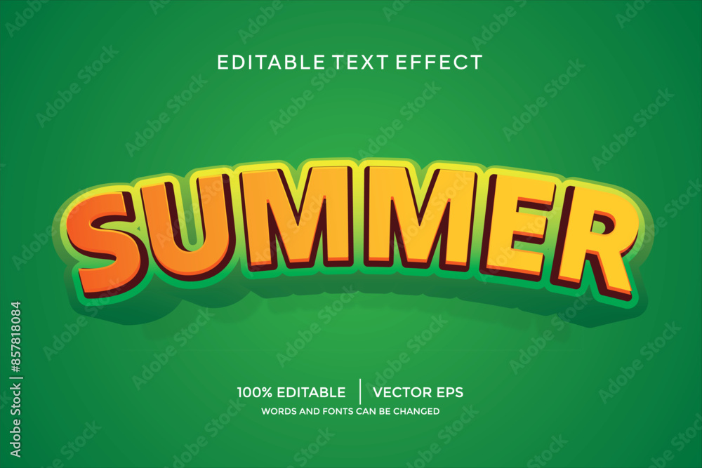 Obraz premium Editable summer vector text effect with modern style design