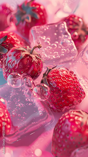 Strawberries in ice
