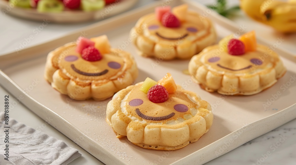 Smiling Pancakes with Fruit Topping Smiling Pancakes with Fruit Topping