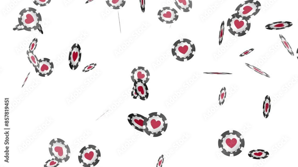 Falling Poker Chips with Hearts Falling Poker Chips with Hearts