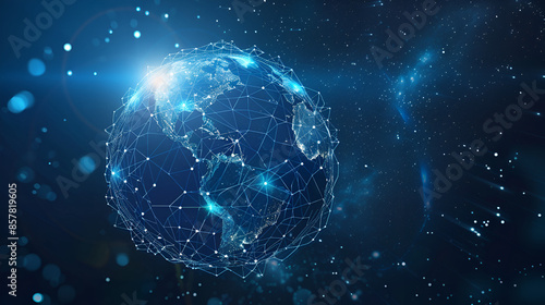 Wallpaper Mural Digital world globe centered on America, concept of global network and connectivity on Earth, data transfer and cyber technology, information exchange and international telecommunicati Torontodigital.ca