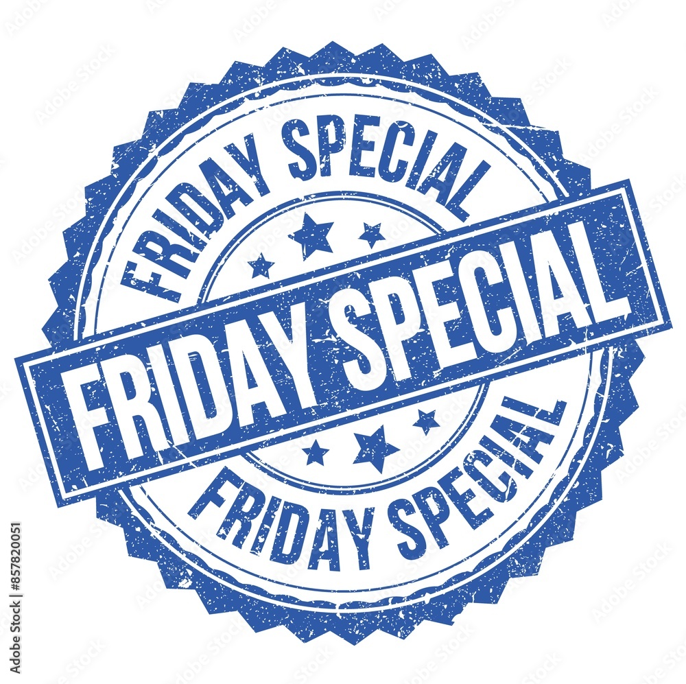 FRIDAY SPECIAL text on blue round stamp sign FRIDAY SPECIAL text on blue round stamp sign