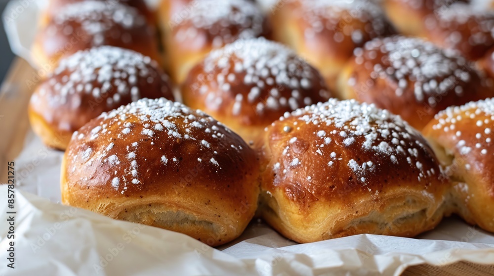 Freshly Baked Rolls Covered in Powdered Sugar Freshly Baked Rolls Covered in Powdered Sugar