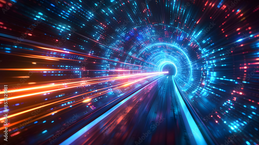 Obraz premium Abstract technology background of high speed global data transfer and ultra fast broadband