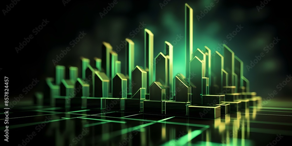 Obraz premium Visual Representation of Positive Earnings Beat and Profits through 3D Green Arrows. Concept Financial Success, Positive Earnings, Profit Growth, 3D Arrows, Green Graphs