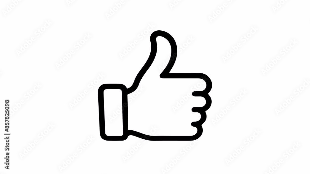 Simple thumbs up stroke icon like line isolated on white background. Social media like symbol sign motion animation 4k video. Simple thumbs up stroke icon like line isolated on white background. Social media like symbol sign motion animation 4k video.