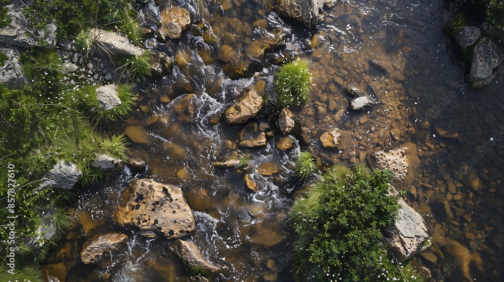 Mountain trout stream top view